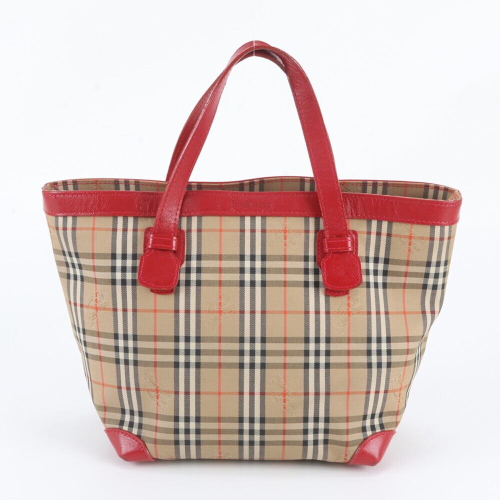 Burberry Nova Check Leather Handbag Tote Bag Beige Women's